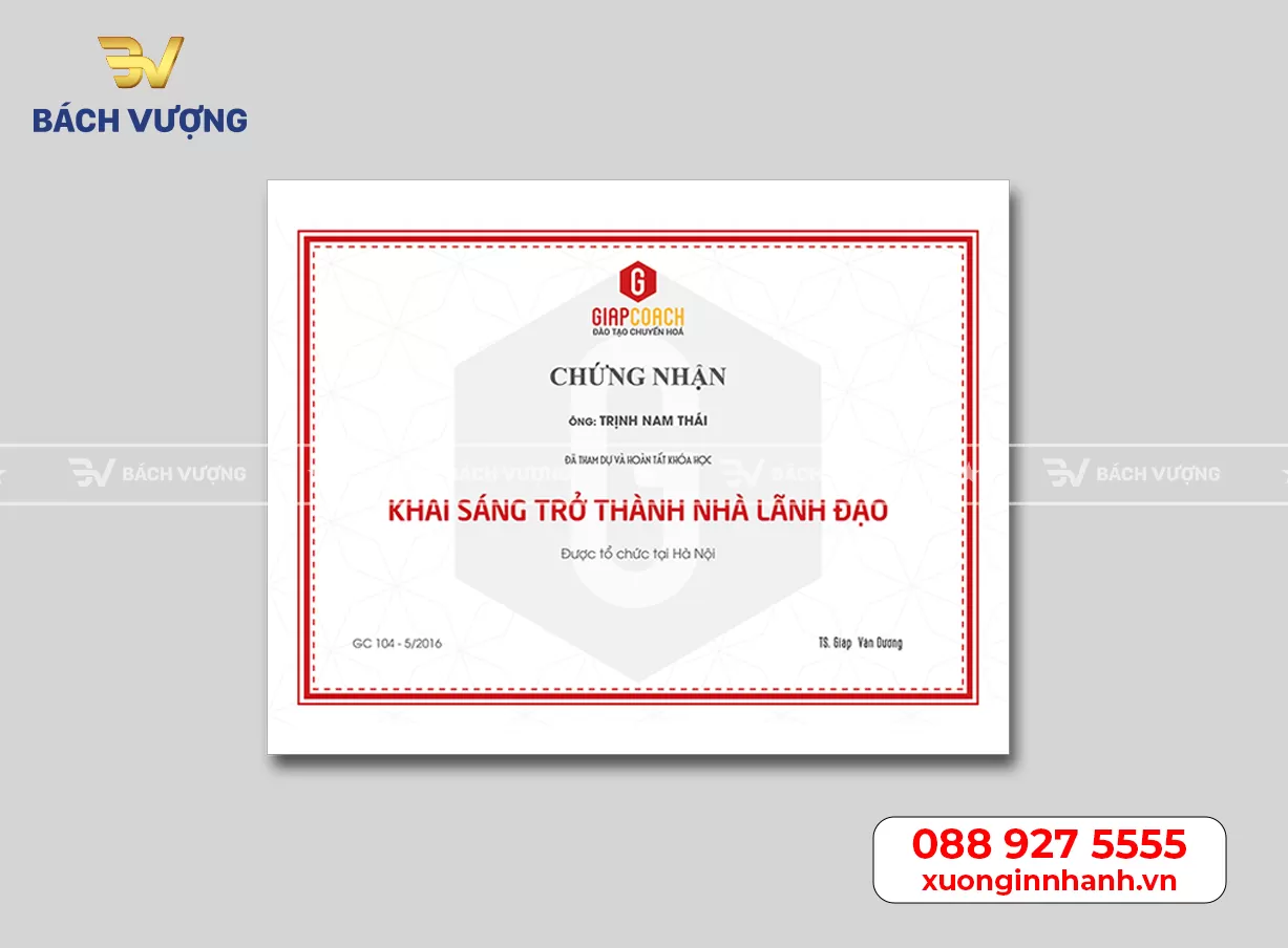 Mẫu giấy khen tại B&aacute;ch Vượng