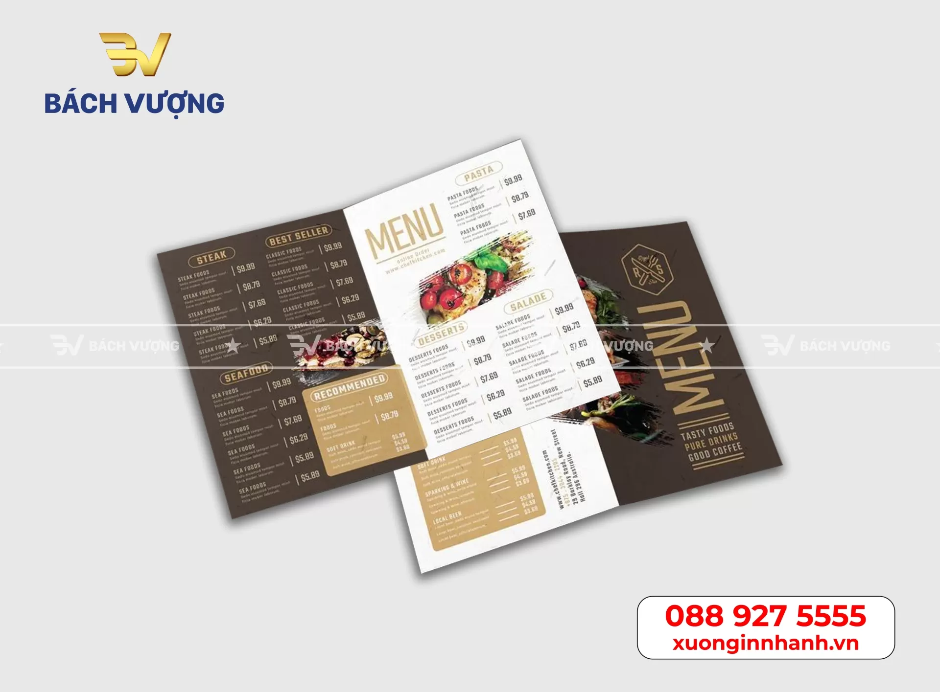 Mẫu menu, thực đơn tại B&aacute;ch Vượng