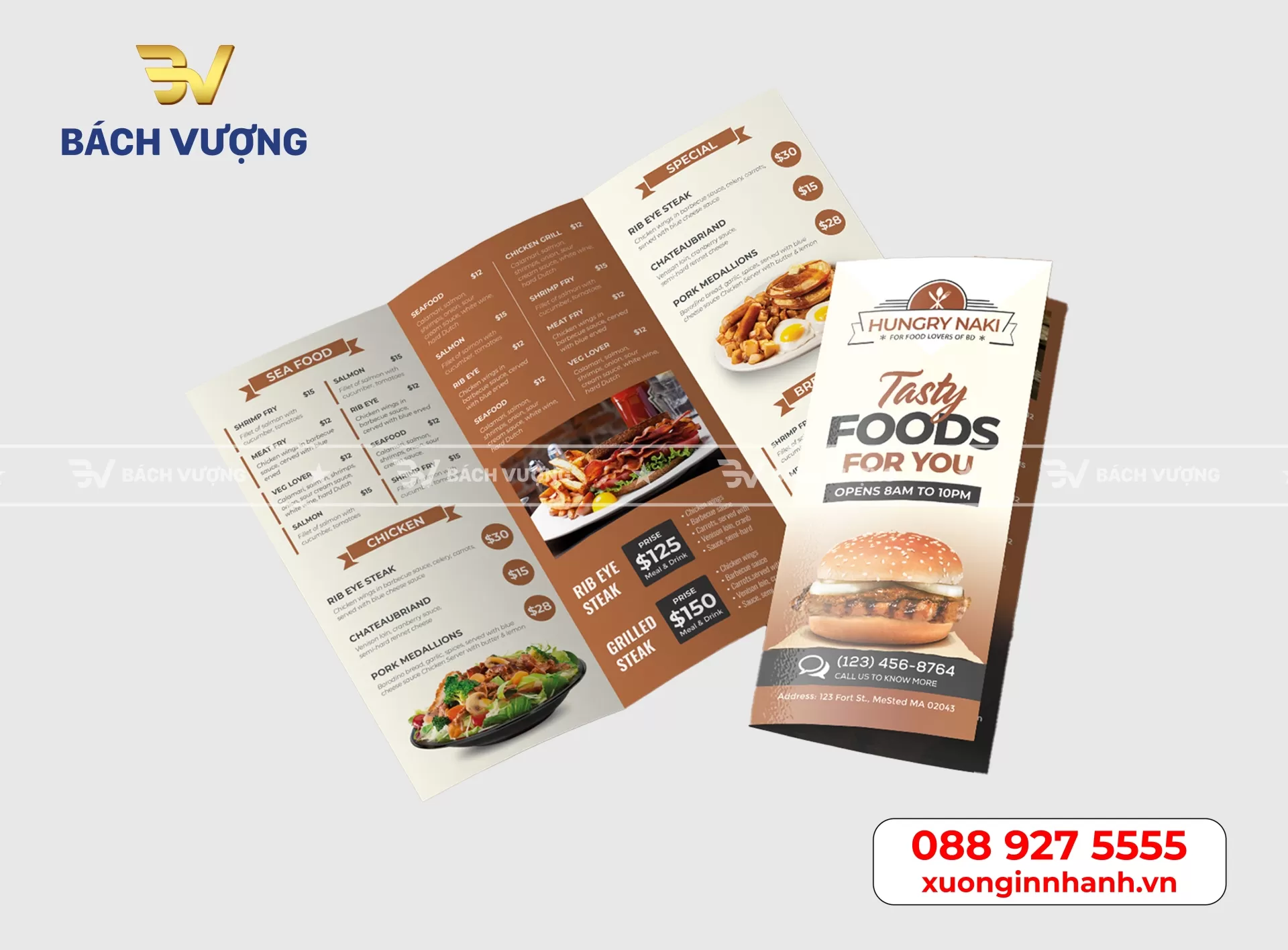 Mẫu menu, thực đơn tại B&aacute;ch Vượng