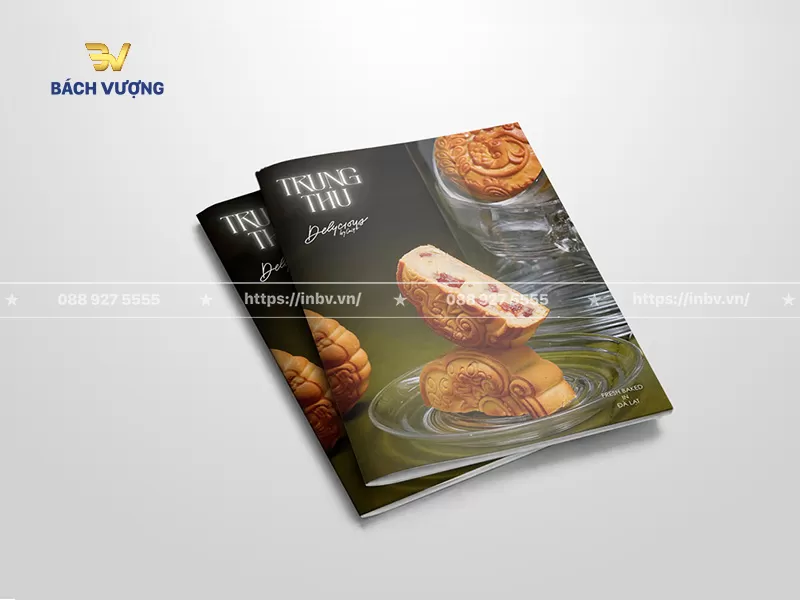 Mẫu catalogue b&aacute;nh trung thu tập trung chủ thể ch&iacute;nh, &iacute;t chi tiết trang tr&iacute;