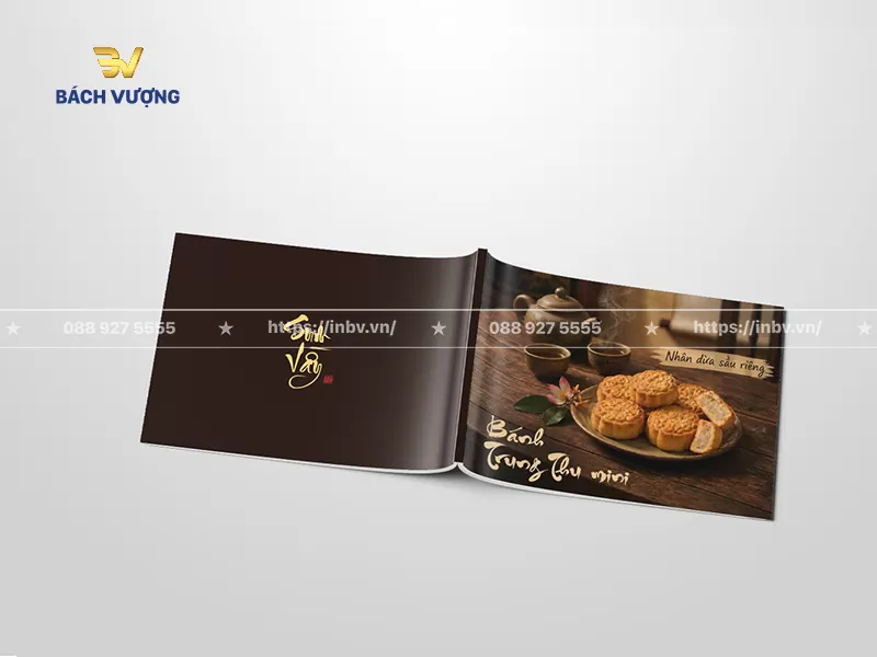Mẫu catalogue b&aacute;nh trung thu t&ocirc;ng trầm, khổ ngang A5