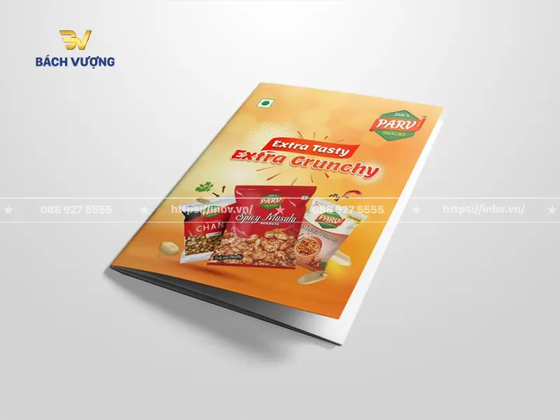 Mẫu catalogue bao b&igrave; thực phẩm đồ ăn vặt snack