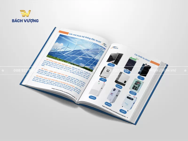 Thiết kế trang ruột mẫu catalogue b&igrave;a cứng ng&agrave;nh điện năng lượng mặt trời