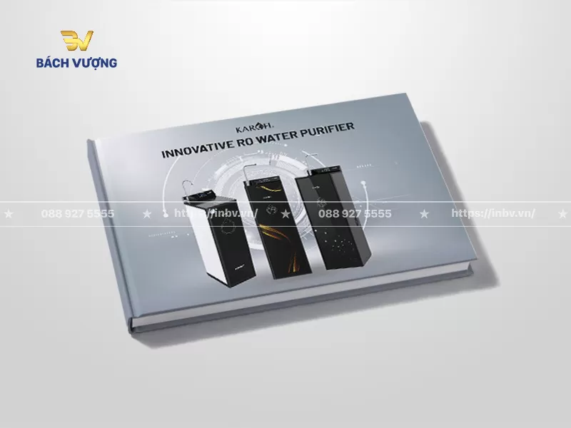 Mẫu catalogue m&aacute;y lọc nước đ&oacute;ng b&igrave;a cứng d&aacute;ng ngang hiện đại