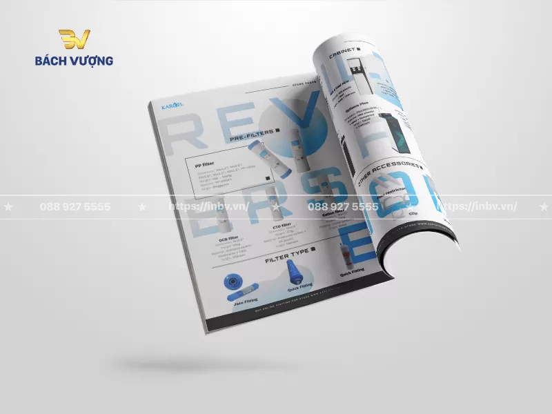 Mẫu catalogue m&aacute;y lọc nước thiết kế trang thiết bị l&otilde;i lọc th&ocirc; g&oacute;c nh&igrave;n từ tr&ecirc;n xuống