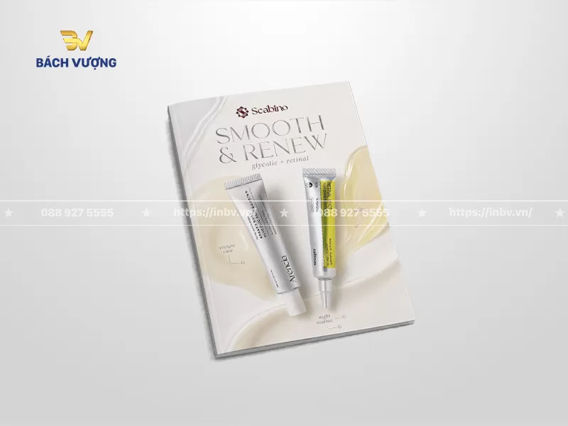 mẫu catalogue mỹ phẩm giới thiệu sản phẩm mới tone m&agrave;u trắng kem sang trọng