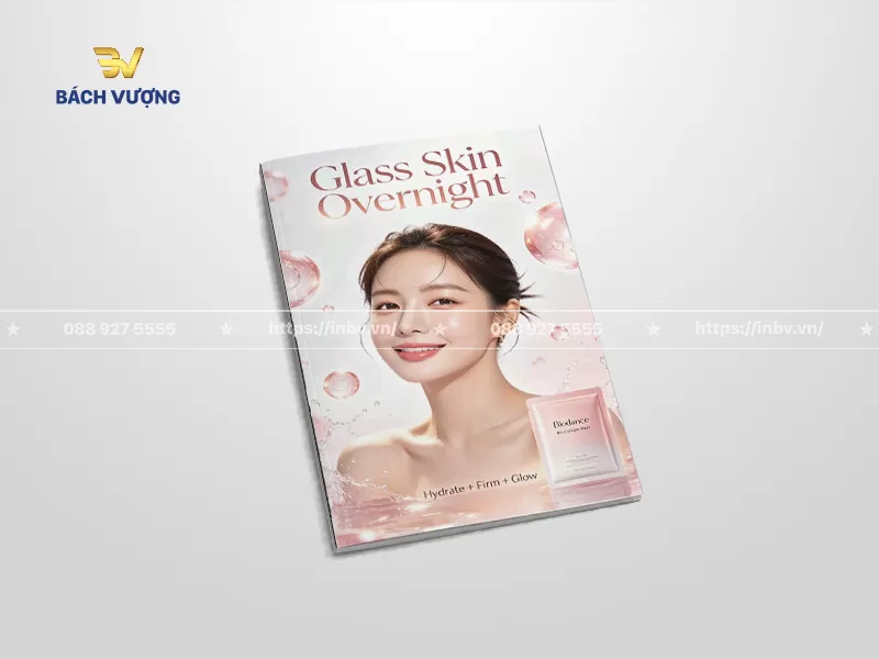mẫu catalogue mỹ phẩm tone hồng pastel ngọt ng&agrave;o c&ugrave;ng h&igrave;nh ảnh ch&acirc;n dung người mẫu sở hữu l&agrave;n da căng b&oacute;ng v&agrave; sản phẩm mặt nạ