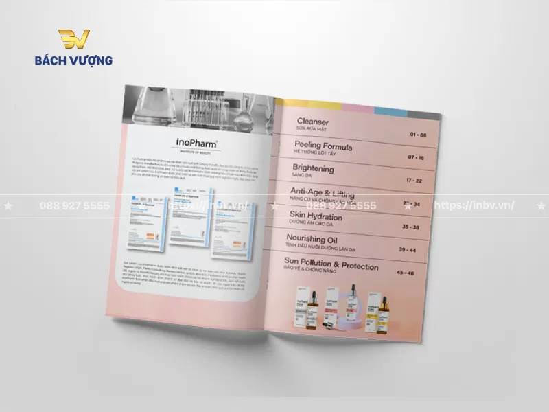 Thiết kế trang mục lục mẫu catalogue mỹ phẩm k&egrave;m số trang cụ thể