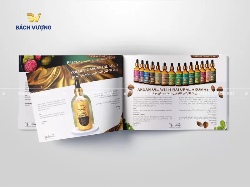 Thiết kế trang trong mẫu catalogue mỹ phẩm hiển thị chi tiết th&ocirc;ng tin & bộ sưu tập nhiều hương vị m&agrave;u sắc sinh động