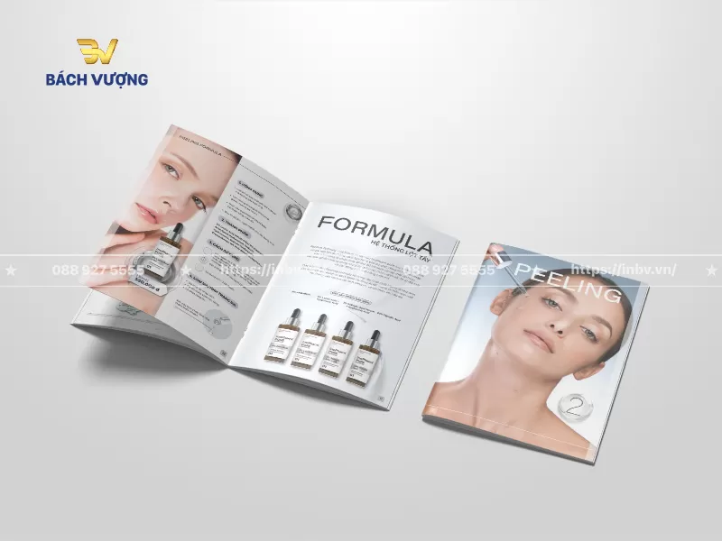 Thiết kế trang trong v&agrave; b&igrave;a mẫu catalogue mỹ phẩm hiển thị chi tiết th&ocirc;ng tin, h&igrave;nh ảnh sản phẩm