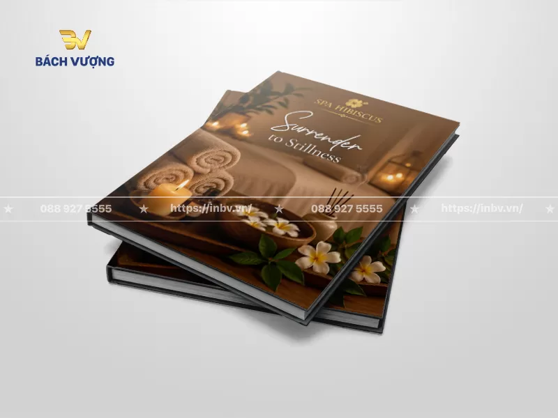 Mẫu catalogue spa b&igrave;a cứng t&ocirc;ng m&agrave;u n&ocirc;ng gỗ trầm d&agrave;y dặn
