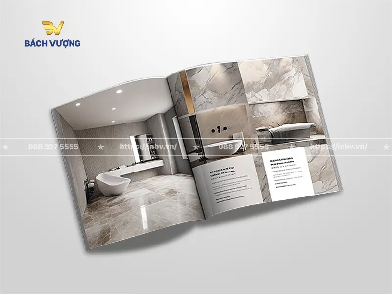 &Yacute; tưởng phối cảnh gạch ốp v&agrave; bồn tắm sang trọng trong mẫu catalogue thiết bị vệ sinh