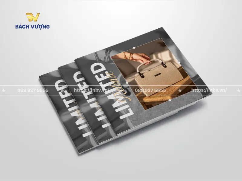 mẫu catalogue t&uacute;i x&aacute;ch d&aacute;ng ngang c&aacute; t&iacute;nh với thiết kế b&igrave;a m&agrave;u x&aacute;m đen