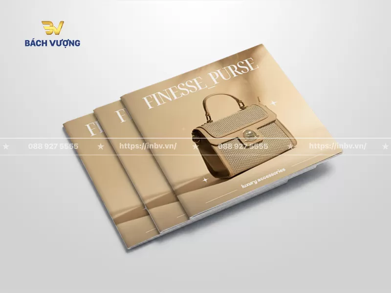 mẫu catalogue t&uacute;i x&aacute;ch d&aacute;ng vu&ocirc;ng ngang hiện đại, thiết kế b&igrave;a m&agrave;u be trầm ấm sang trọng