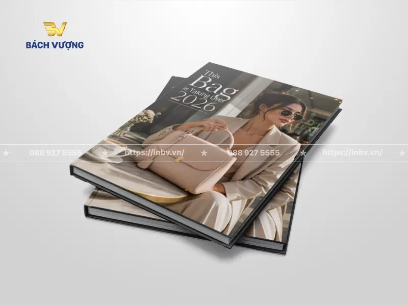 mẫu catalogue t&uacute;i x&aacute;ch thiết kế b&igrave;a in h&igrave;nh người mẫu thanh lịch