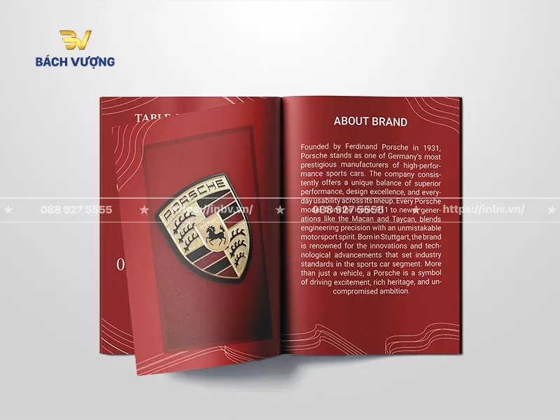 Trang giới thiệu thương hiệu của mẫu catalogue xe &ocirc; t&ocirc; tone đỏ đ&ocirc; qu&yacute; ph&aacute;i 