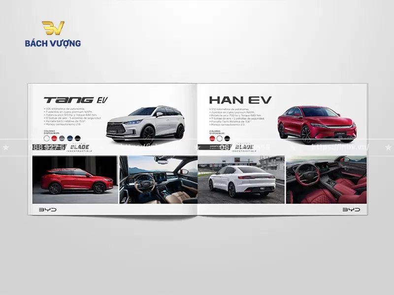 Trang nội dung của mẫu catalogue xe &ocirc; t&ocirc; giới thiệu c&aacute;c d&ograve;ng xe điện cao cấp nền trắng tối giản