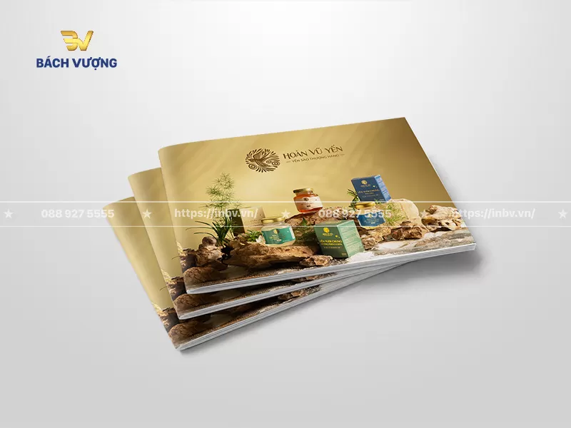 mẫu catalogue yến s&agrave;o d&aacute;ng ngang tone v&agrave;ng ho&agrave;ng gia qu&yacute; ph&aacute;i giới thiệu bộ sưu tập yến chưng sẵn