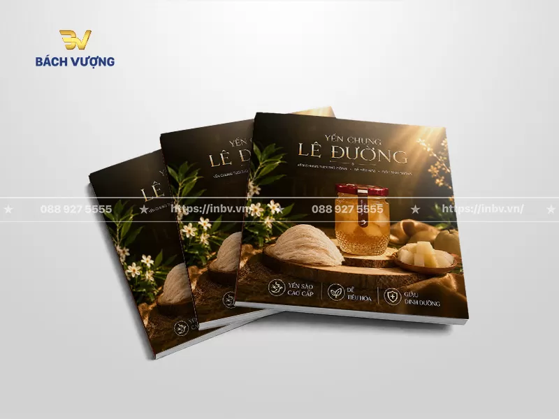 mẫu catalogue yến s&agrave;o khổ ngang b&igrave;a cứng nền xanh lục bảo cận h&igrave;nh ảnh tai yến th&ocirc; nguy&ecirc;n chất