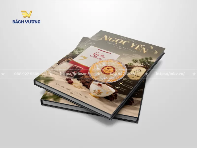 mẫu catalogue yến s&agrave;o phong c&aacute;ch cổ điển h&igrave;nh ảnh bộ sản phẩm v&agrave; th&agrave;nh phẩm sau chế biến, nguy&ecirc;n liệu đi k&egrave;m nổi bật