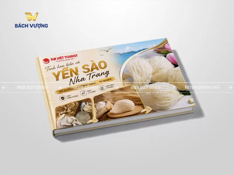 mẫu catalogue yến s&agrave;o phong c&aacute;ch tươi s&aacute;ng của v&ugrave;ng biển đảo với tone m&agrave;u xanh dương nhạt của m&acirc;y trời v&agrave; s&oacute;ng biển c&ugrave;ng c&aacute;c &ocirc; h&igrave;nh ảnh nhỏ m&ocirc; tả quy tr&igrave;nh khai th&aacute;c v&agrave; chế biến yến s&agrave;o thực tế 