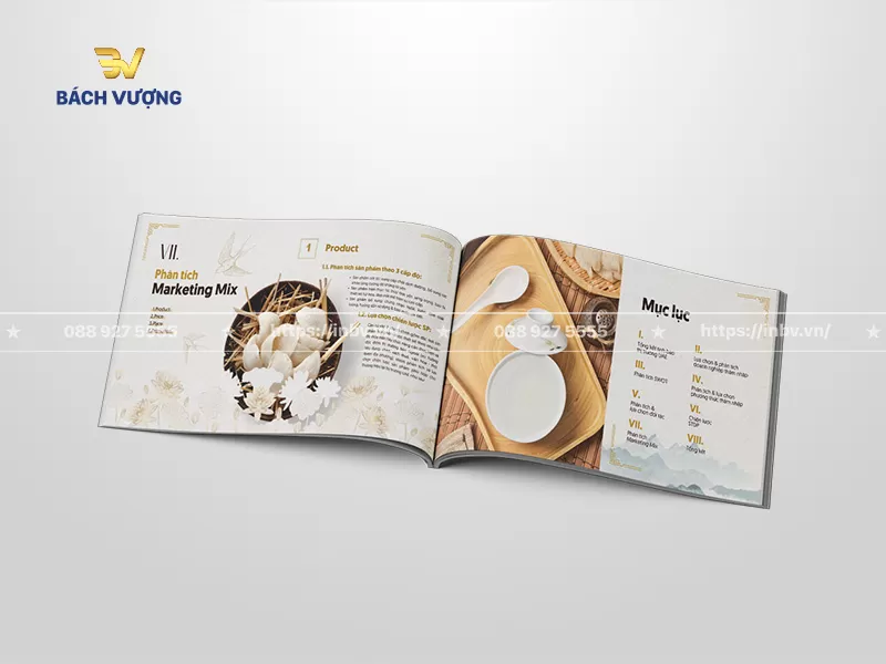 mẫu catalogue yến s&agrave;o tone m&agrave;u v&agrave;ng ho&agrave;ng gia & trắng chủ đạo sang trọng, đẹp mắt