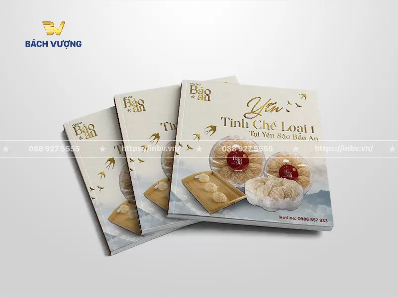 mẫu catalogue yến s&agrave;o tone v&agrave;ng kem giới thiệu yến tinh chế loại 1
