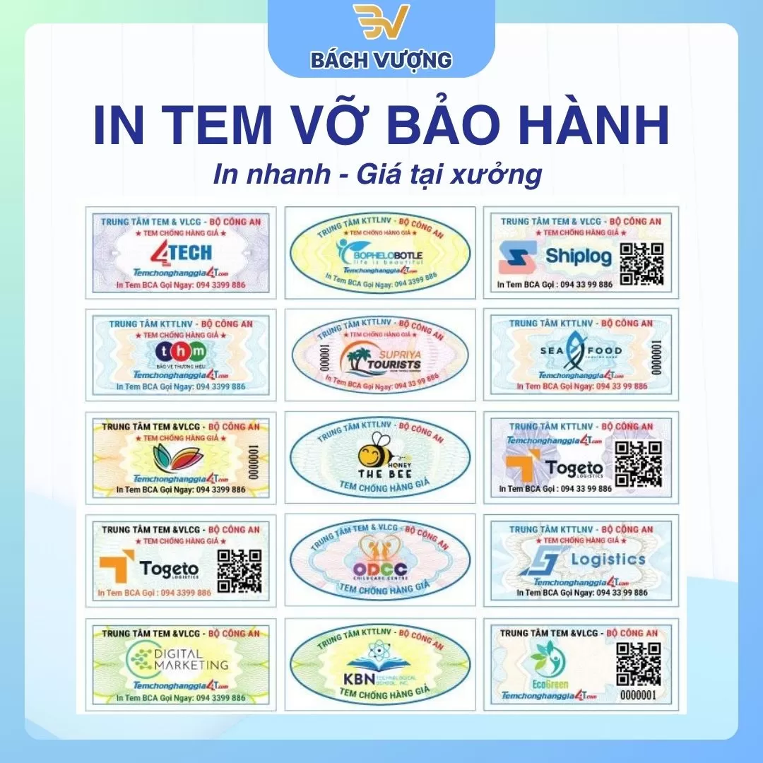 Tổng hợp mẫu tem bảo h&agrave;nh tại B&aacute;ch Vượng