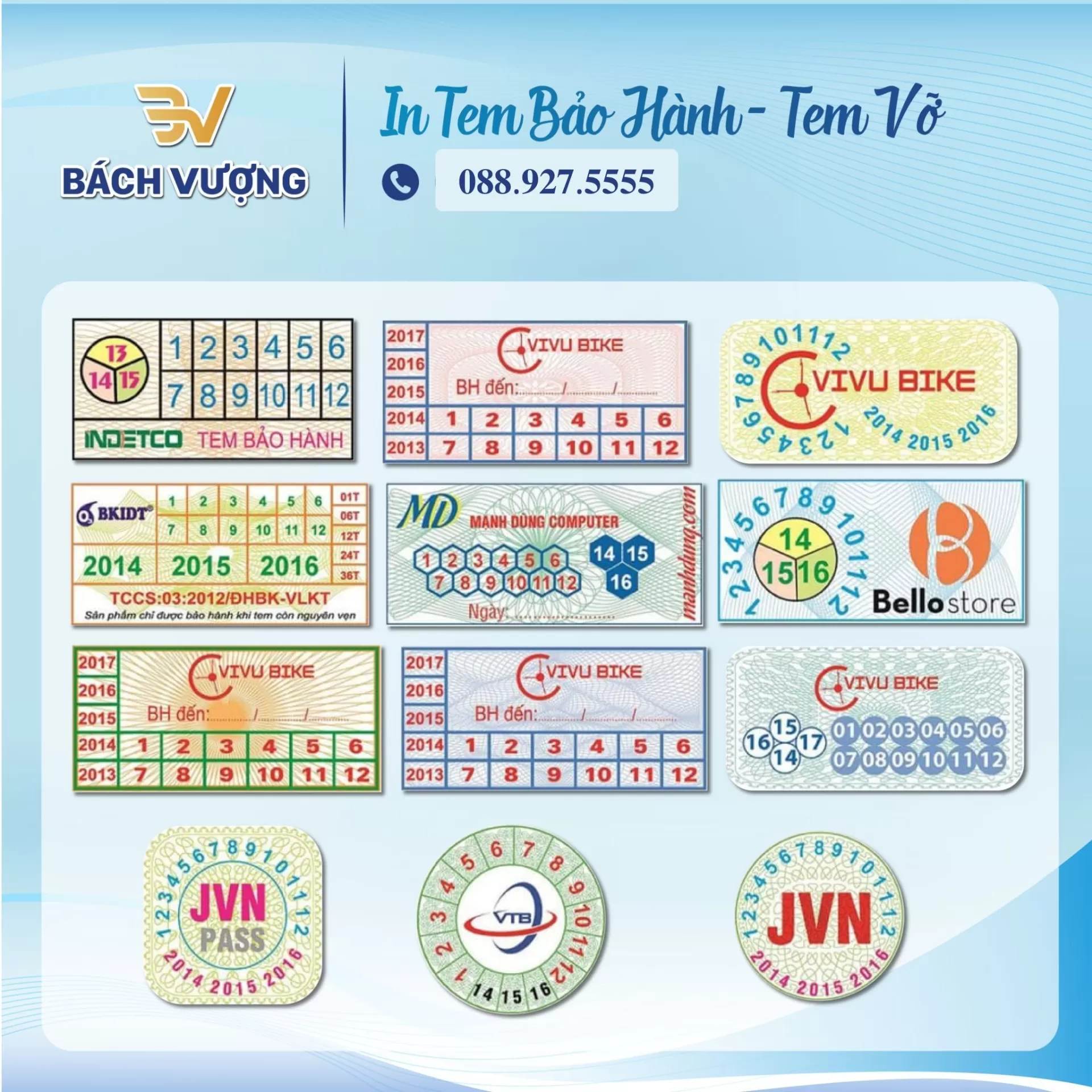 Dịch vụ in tem decal vỡ, bảo h&agrave;nh - B&aacute;ch Vượng