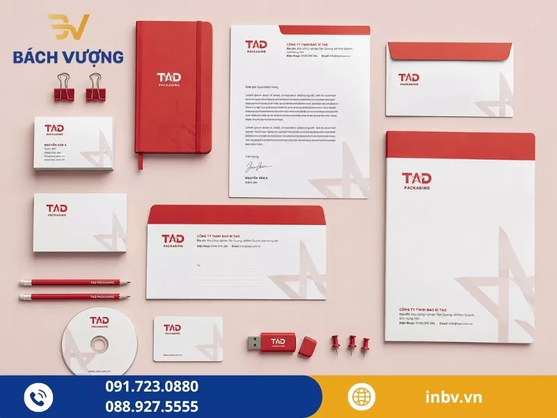 Dịch vụ in bộ nhận diện thương hiệu văn ph&ograve;ng - B&aacute;ch Vượng