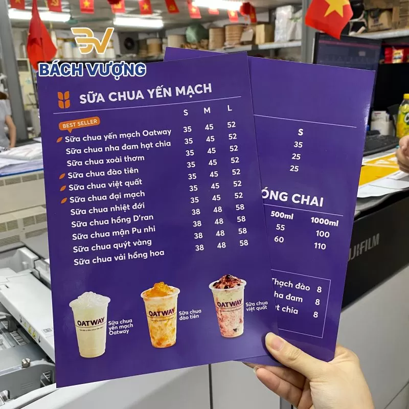 Dịch vụ in menu trà sữa cà phê chuyên nghiệp tại Bách Vượng