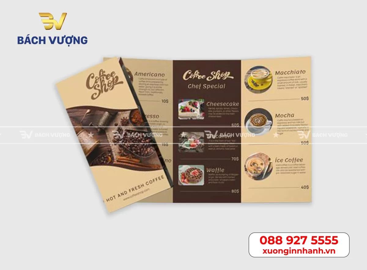 Dịch vụ in menu trà sữa cà phê chuyên nghiệp tại Bách Vượng