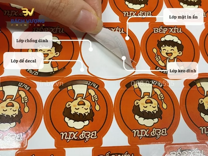 Cấu tạo tem decal giấy trong thực tế in ấn