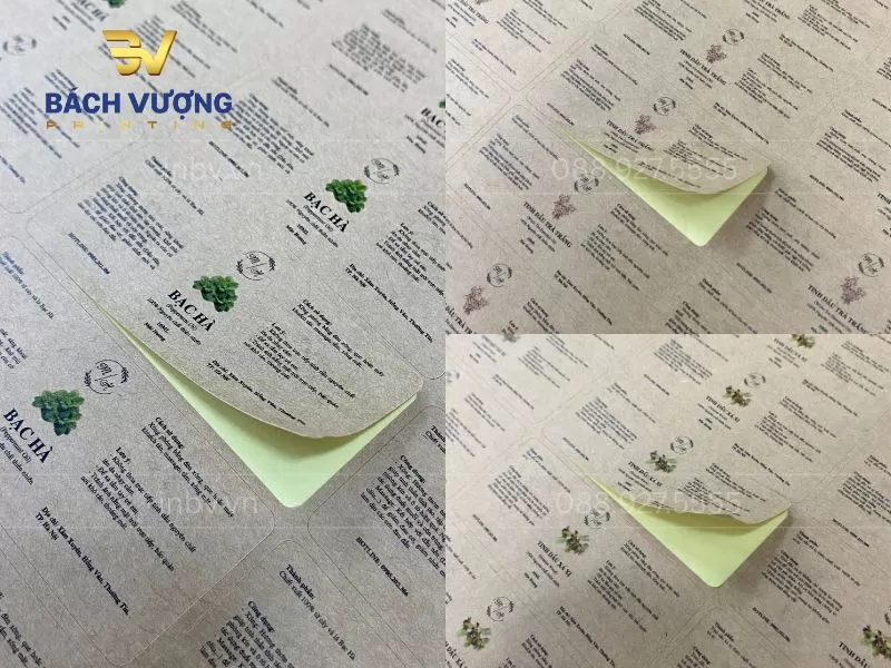Tem decal kraft h&igrave;nh chữ nhật cho tinh dầu
