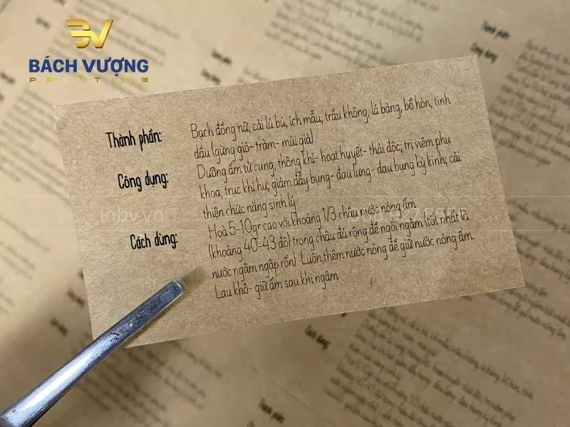 Mẫu tem decal kraft m&ocirc; tả th&agrave;nh phần sản phẩm