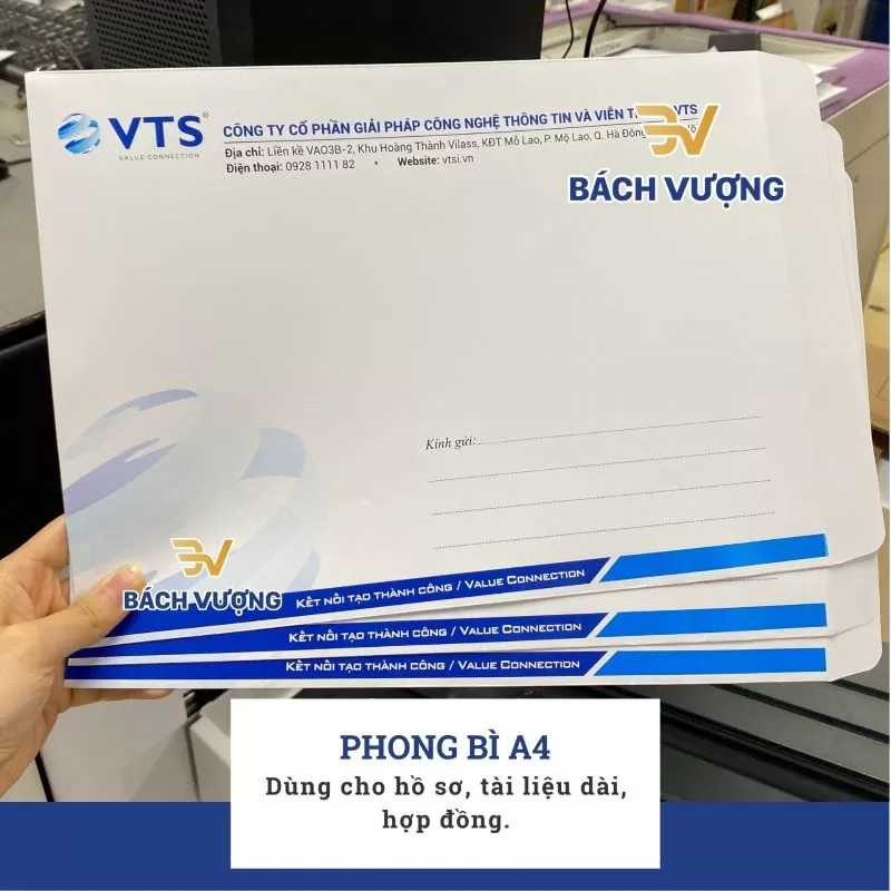 Dịch vụ in phong b&igrave; đựng hợp đồng khổ lớn (phong b&igrave; khổ A4) tại B&aacute;ch Vượng