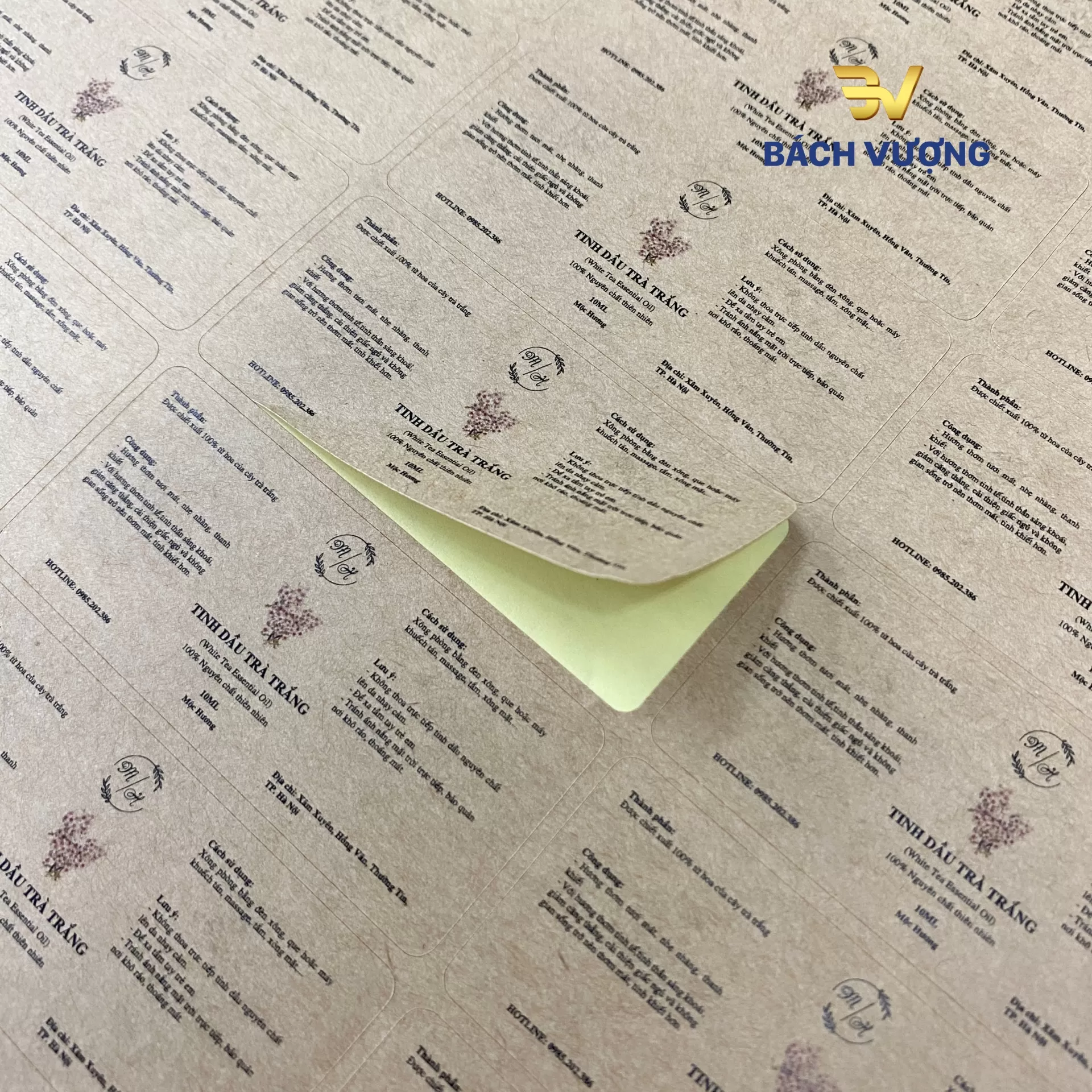 tem nhãn decal giấy kraft bế hình chữ nhật bo góc