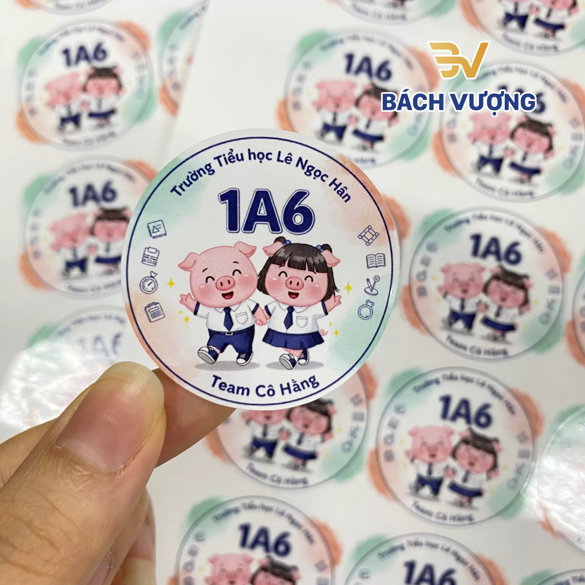 tem nhãn decal giấy hình tròn dễ thương