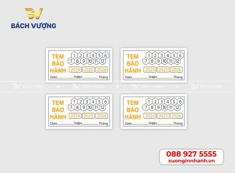 Mẫu tem bảo h&agrave;nh decal vỡ tại B&aacute;ch Vượng