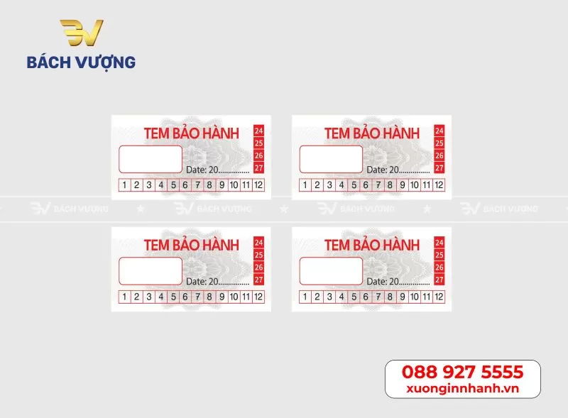 Mẫu tem bảo h&agrave;nh decal vỡ tại B&aacute;ch Vượng