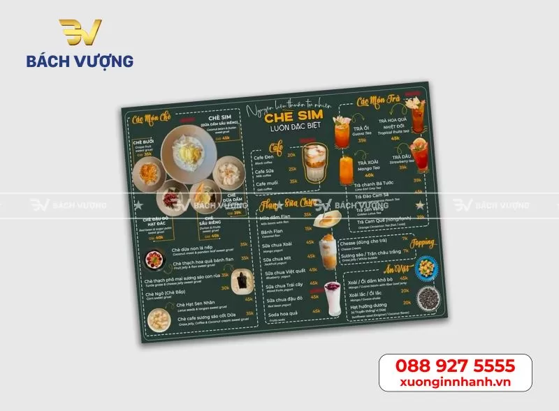 In menu trà sữa, cà phê chuyên nghiệp tại Bách Vượng